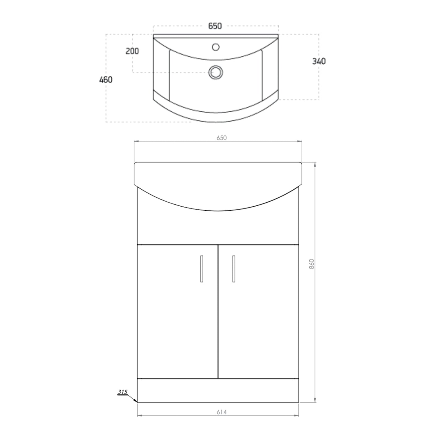 Lanza 650mm Basin Unit