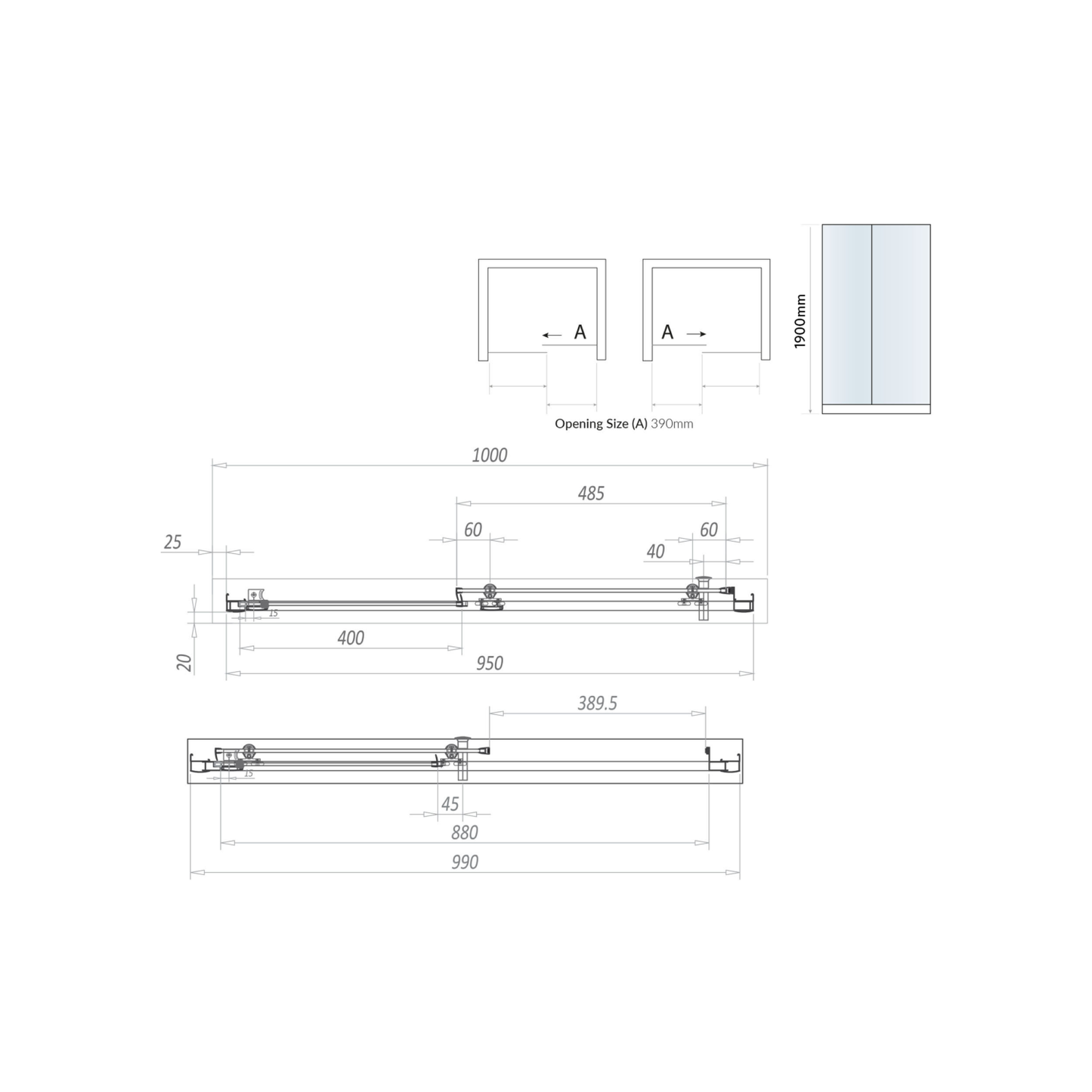 S6 Black Sliding Door 1000