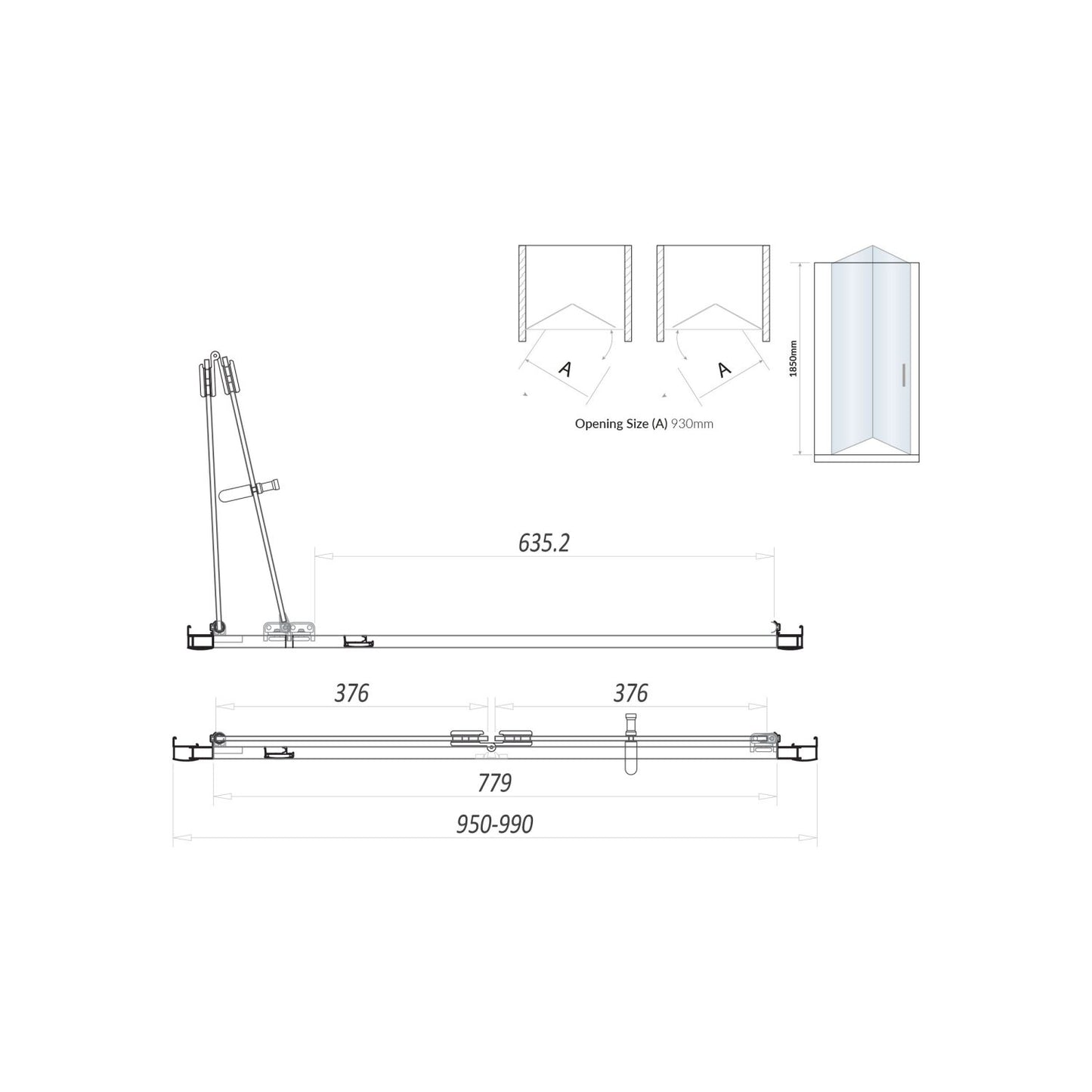 Bifold Semi Frameless Door 1000