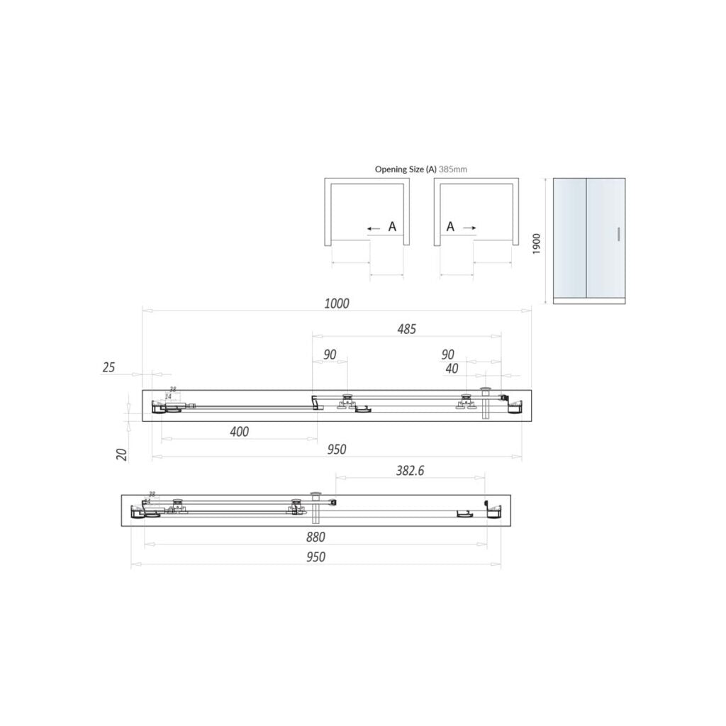 S8 Sliding Shower Door 1000