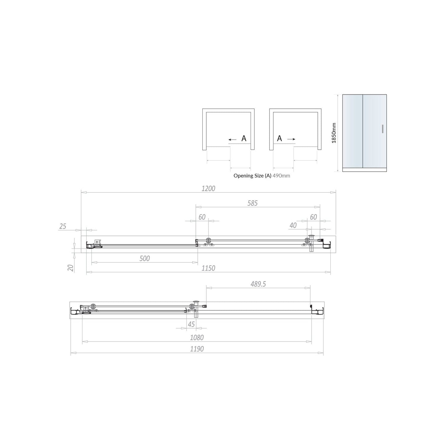 S6 Sliding Shower Door 1200