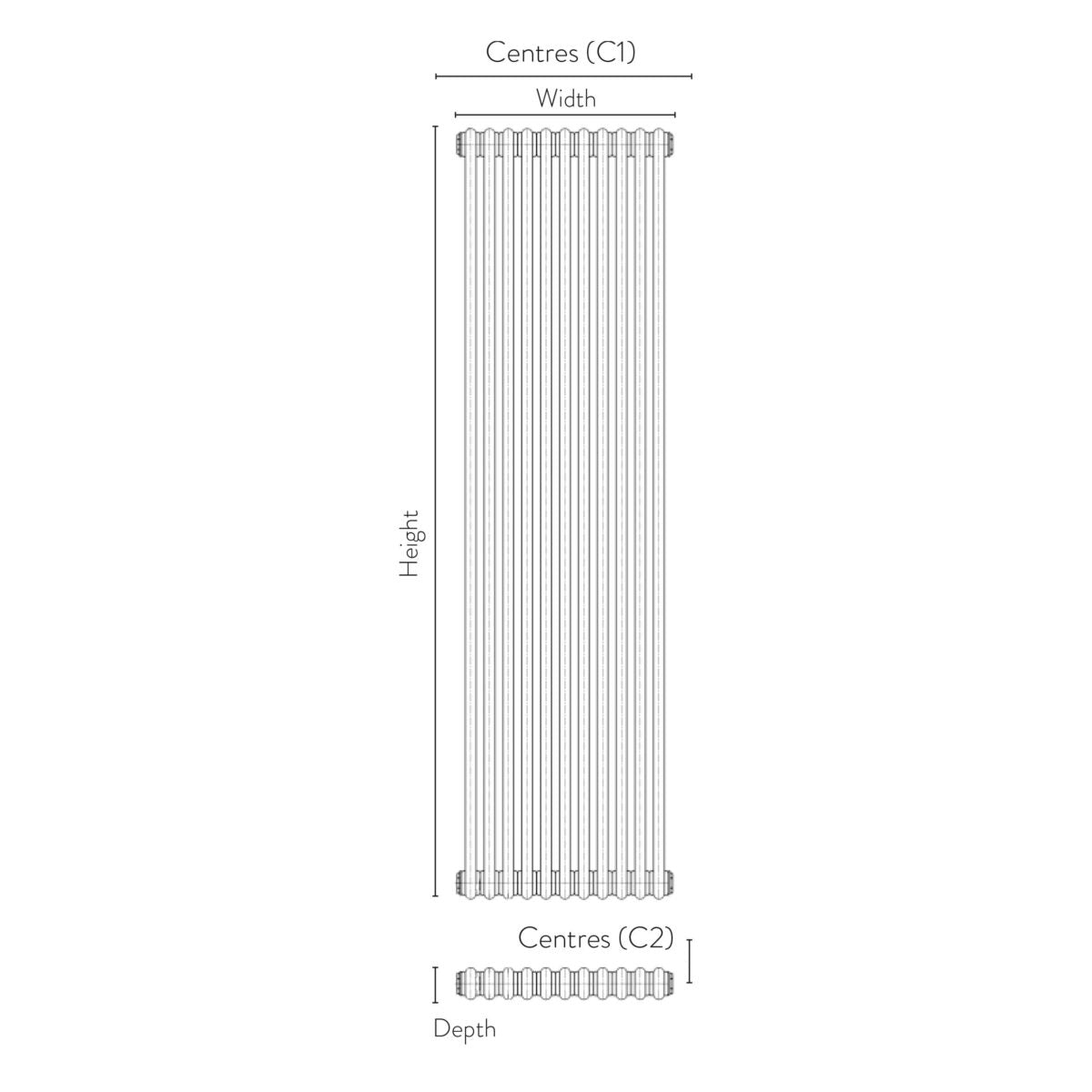 2 Column Vertical Designer Radiator – 1800 X 515