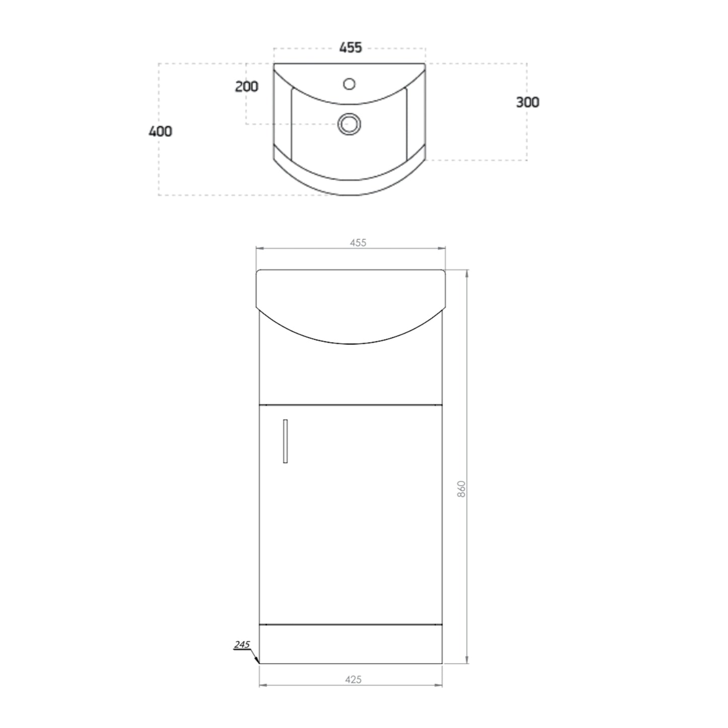 Lanza 450mm Basin Unit