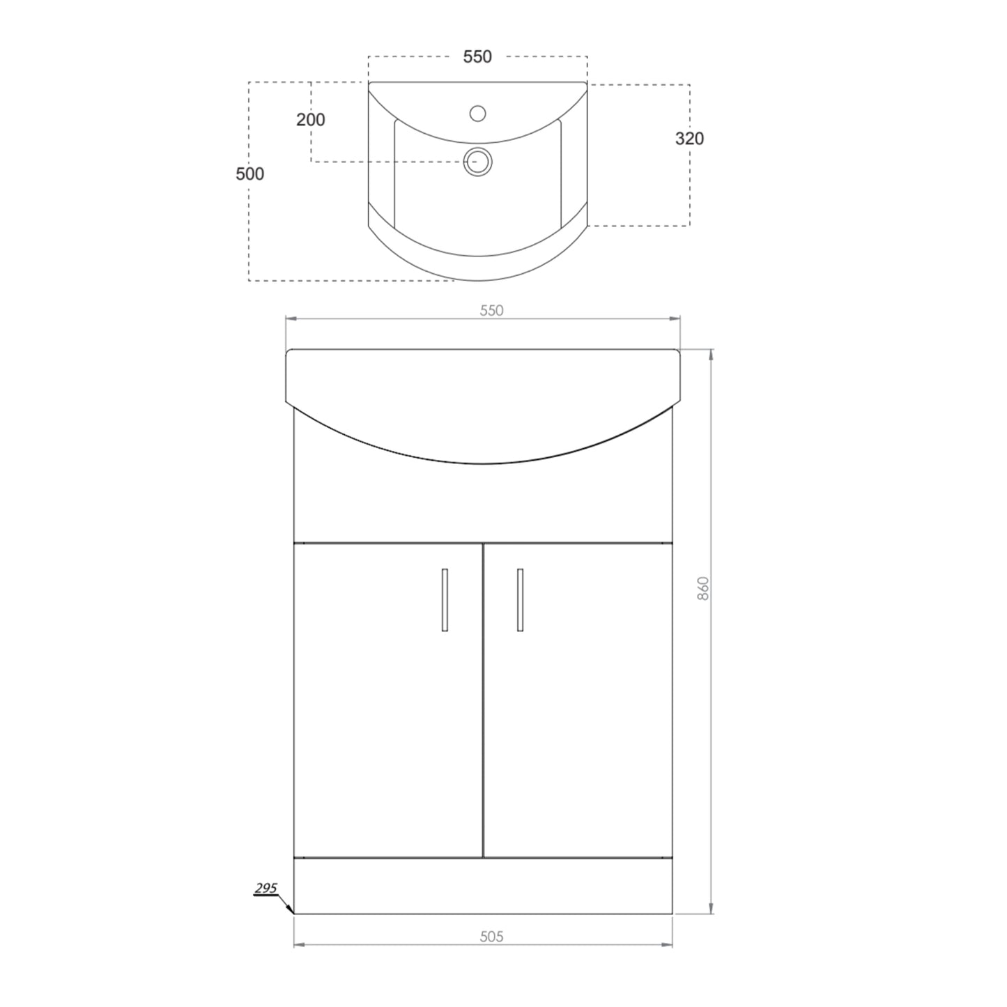 Lanza 550mm Basin Unit