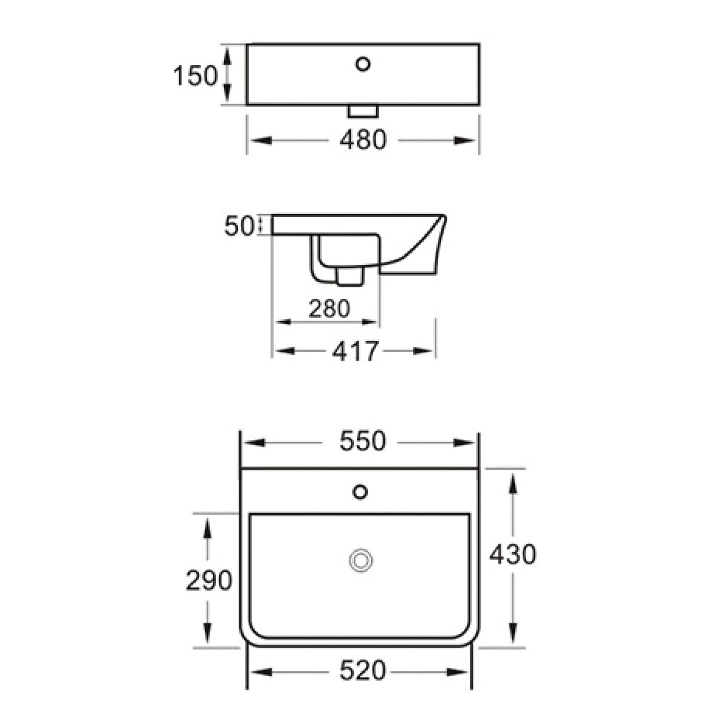 Lunar Semi Recessed Basin