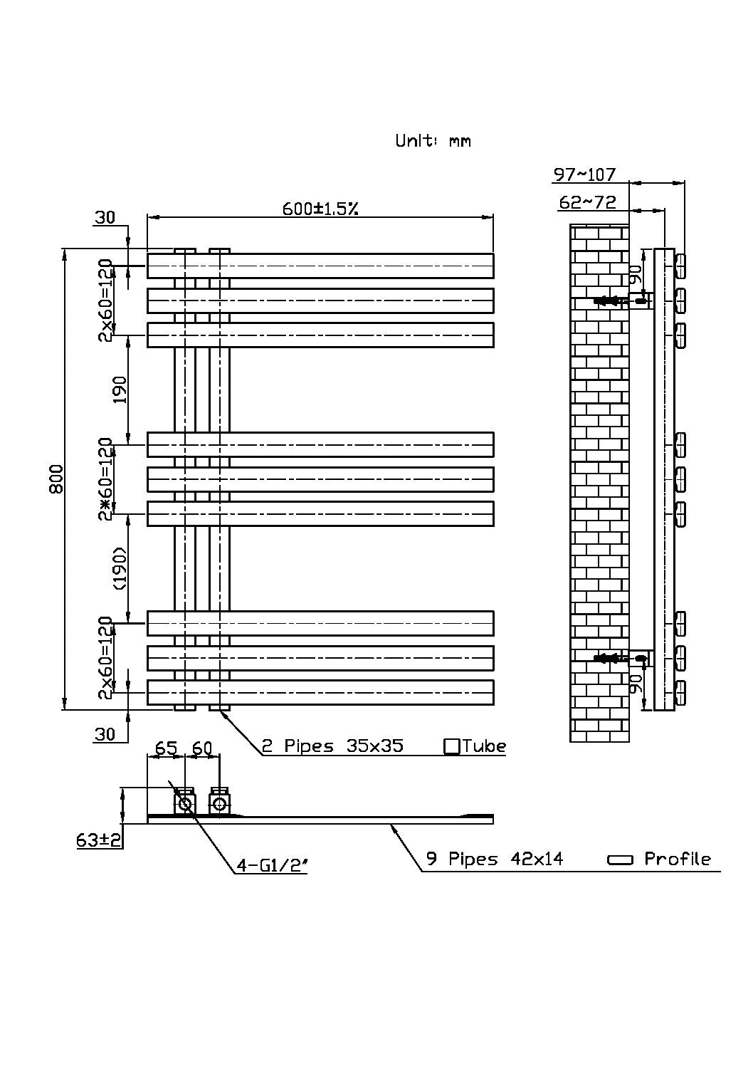 Elizabeth Towel Radiator – 600 X 800