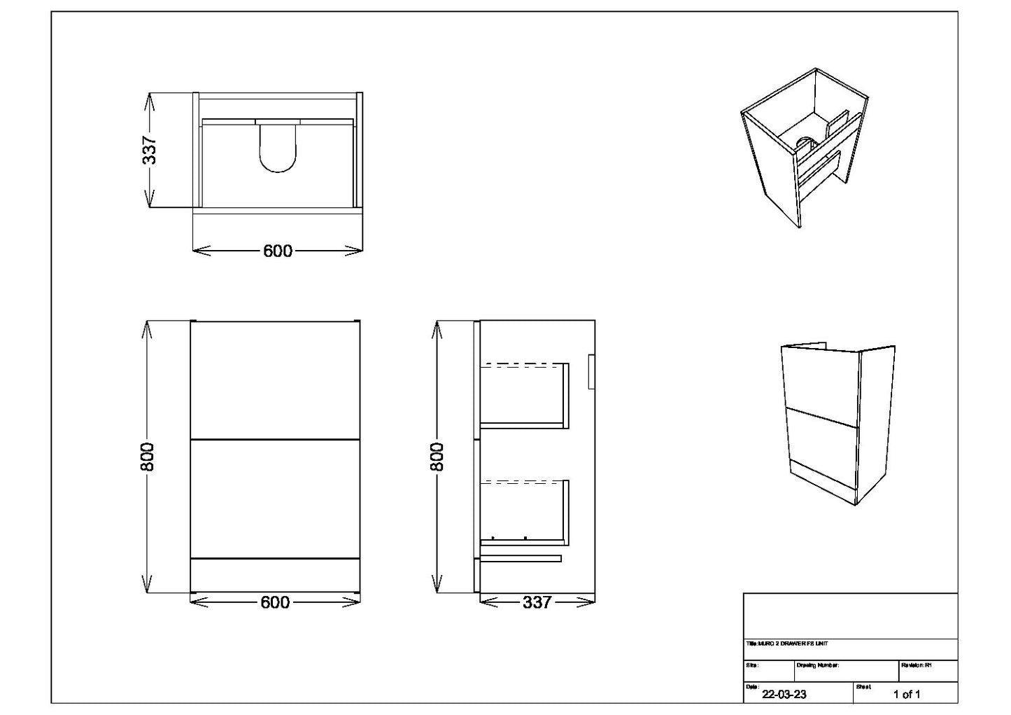 Muro 600 Floor Cabinet Including Basin