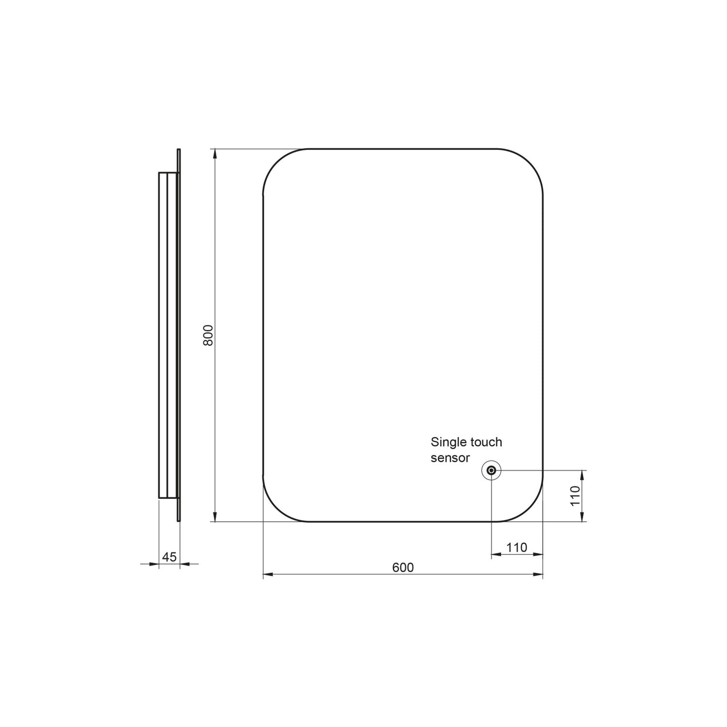 Aura LED Mirror 800x600mm