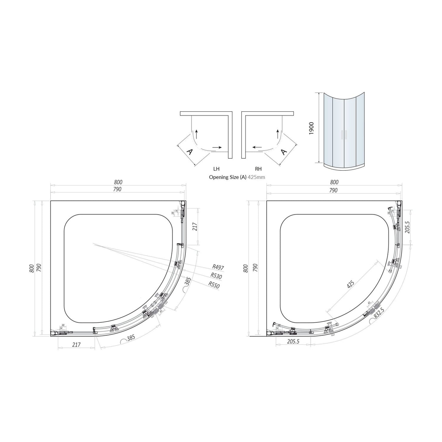 Double Door Quadrant 800×800