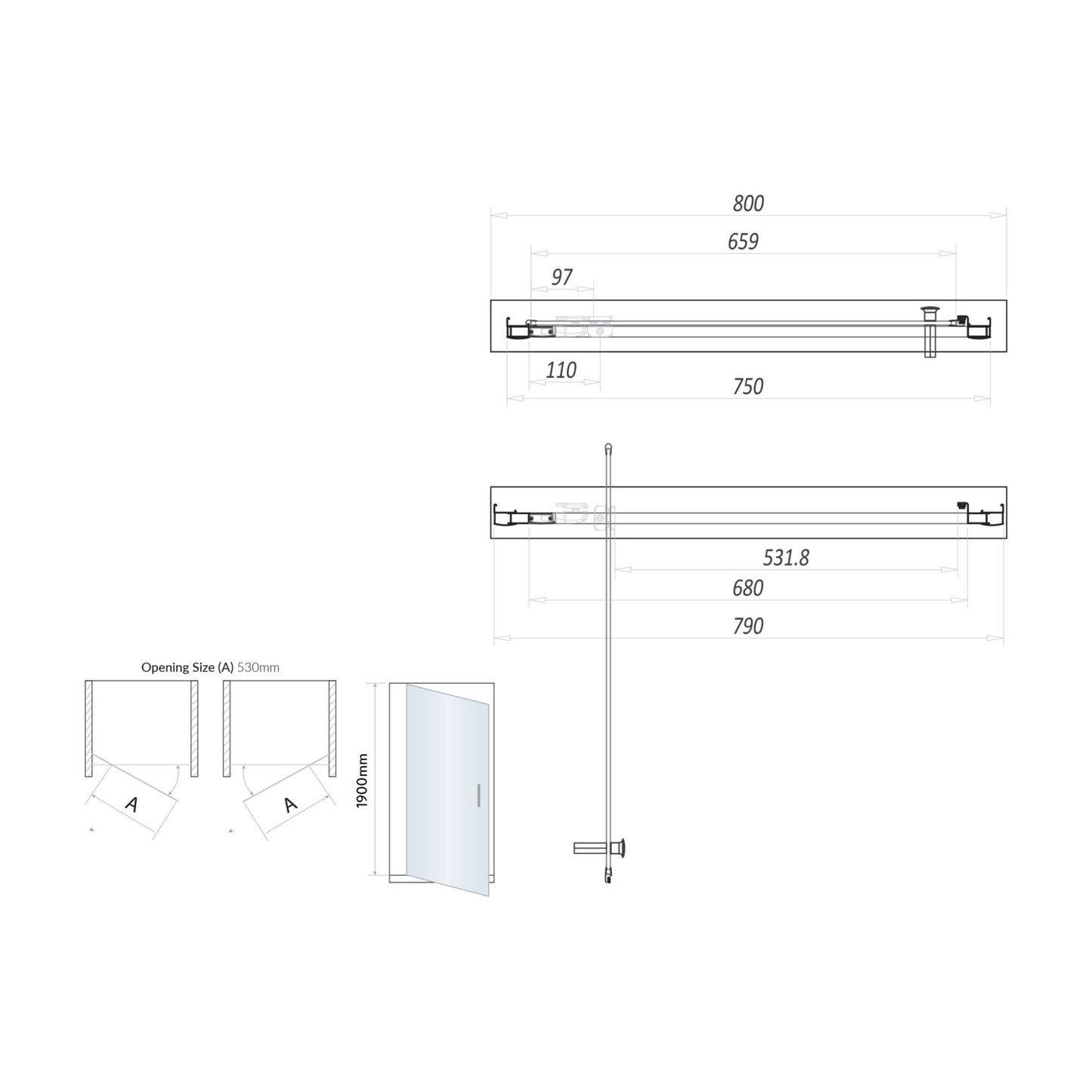 S6 Brushed Brass Pivot Door 800