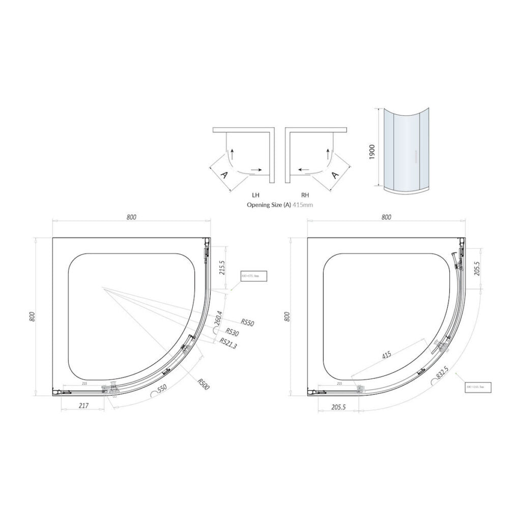 Single Door Quadrant 800 PACK 2