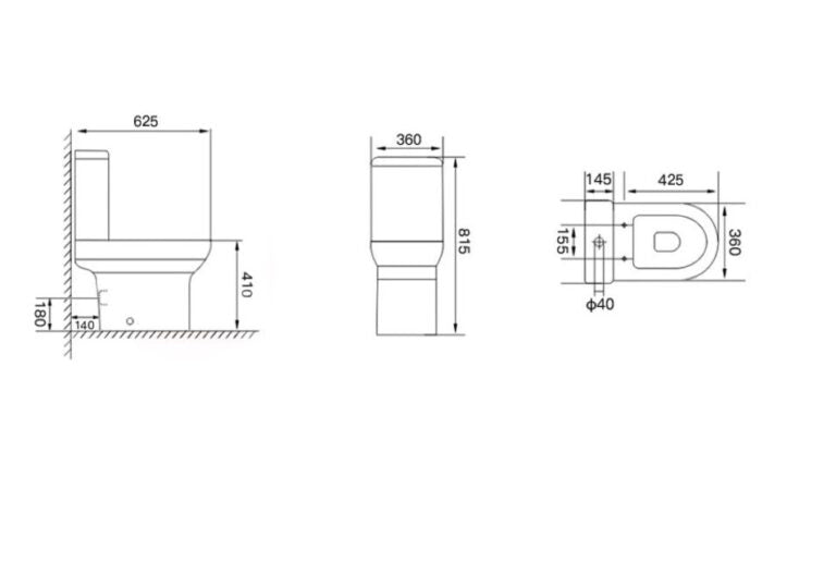 Spa Rimless Open Back Pan Including Ceramic Cistern