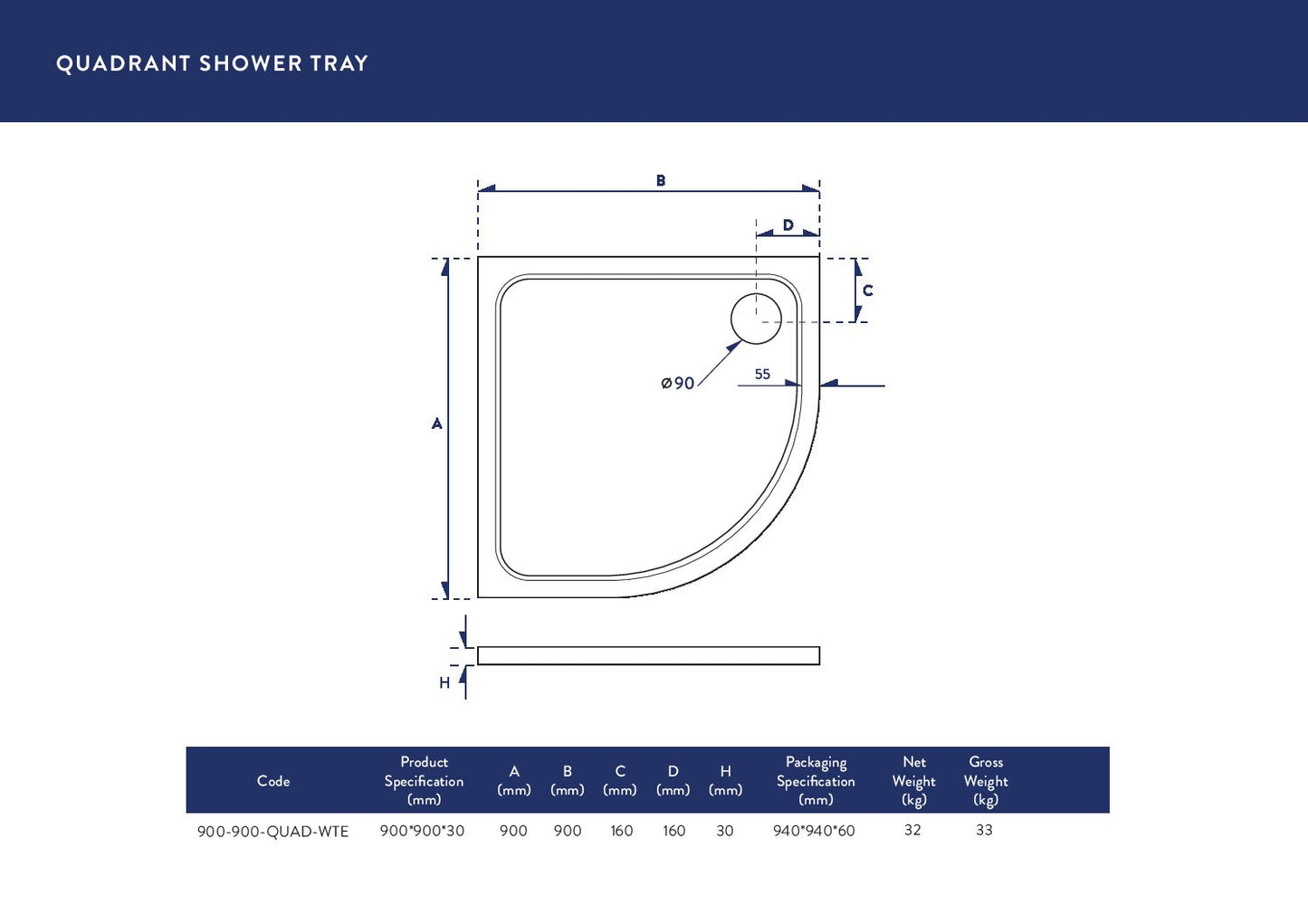 Shires Quadrant Shower Tray 900 X 900