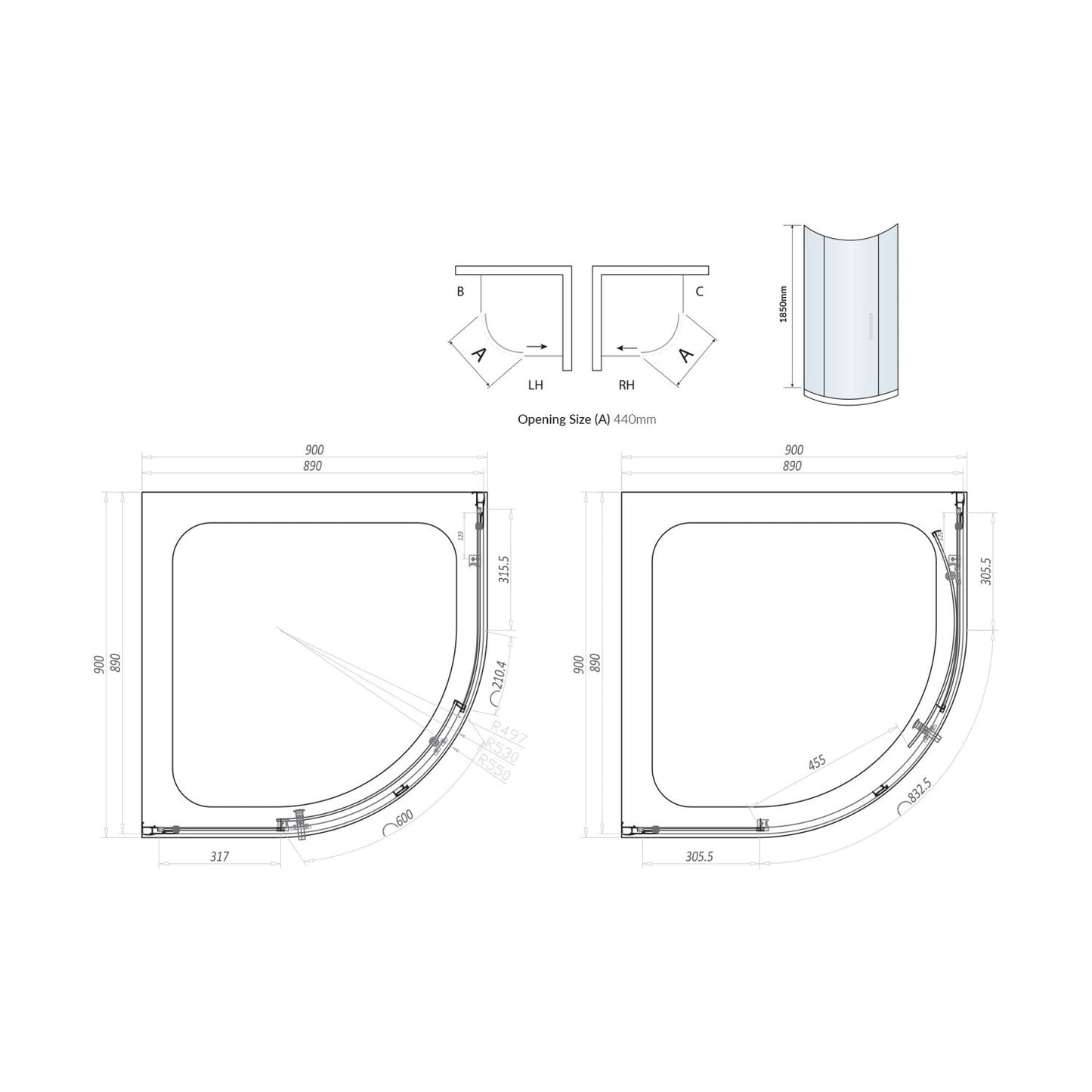 Single Door Quad 900×900