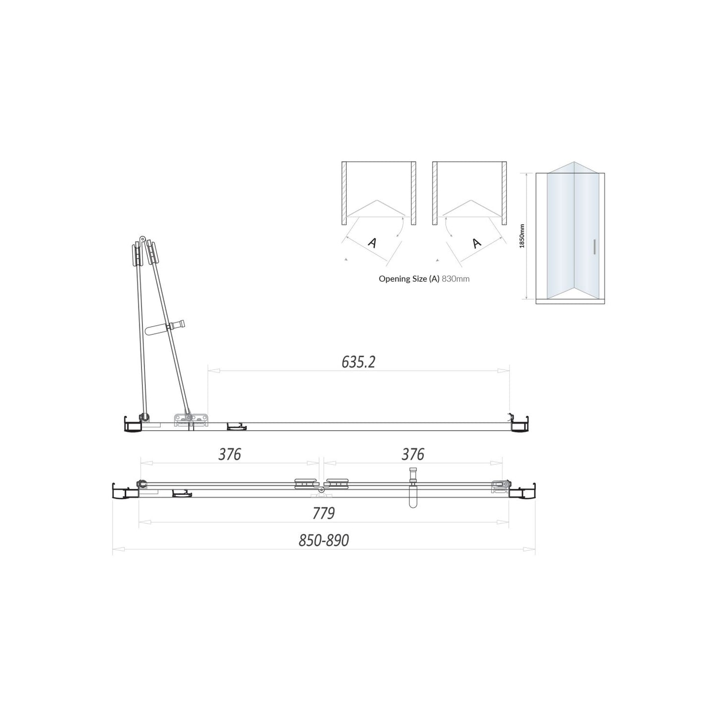 Bifold Semi Frameless Door 900