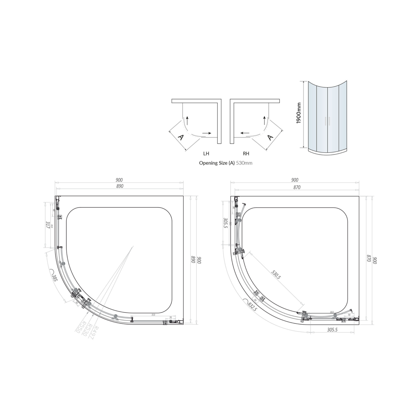 Black Double Door Quadrant 900×900