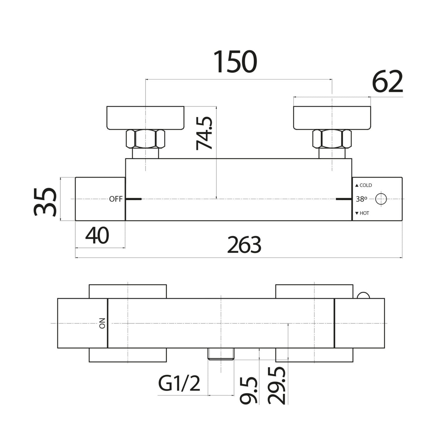 Square Exposed Bar Valve