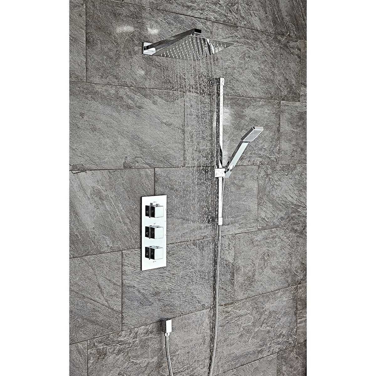 Triple Square Handle, 3 Outlet Concealed Valve with Diverter