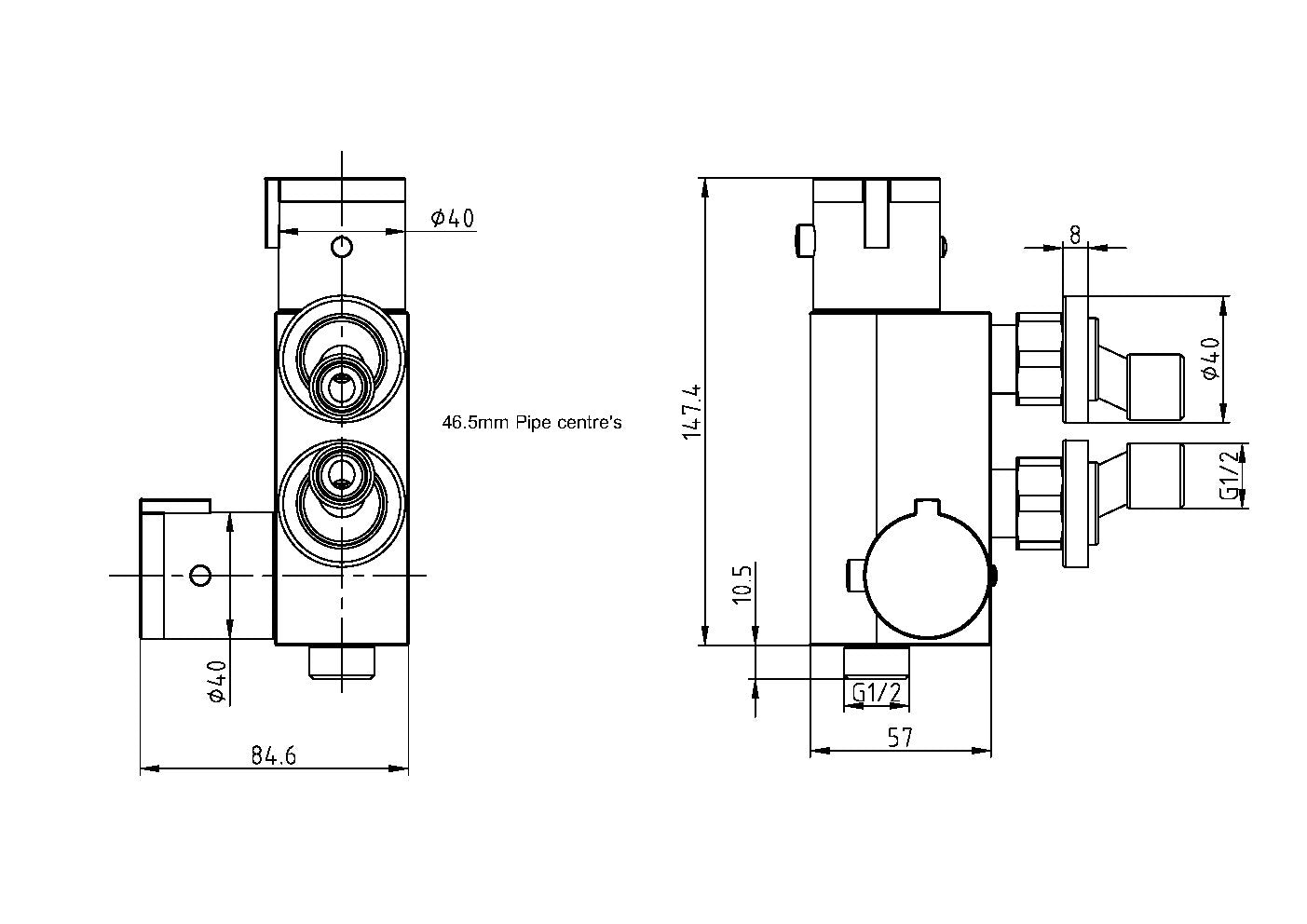 Thermostatic Vertical Valve for Douche Brushed Brass