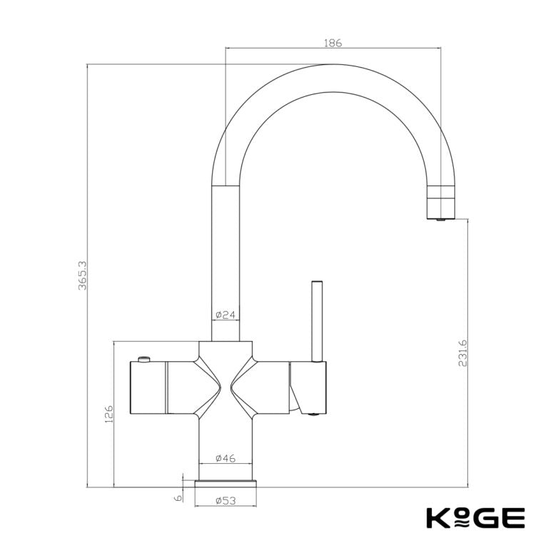 KoGE 3-in-1 Swan Spout Hot Water Tap | Brushed Brass