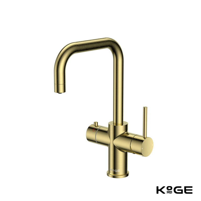 KoGE 3-in-1 Square Spout Hot Water Tap | Brushed Brass