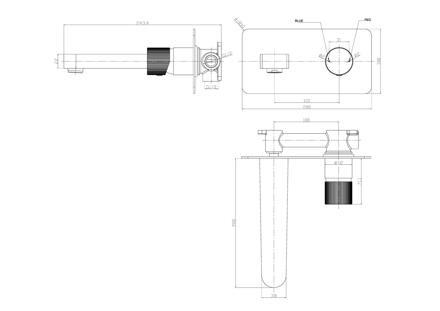 KOKO Wall Mounted Mixer Black