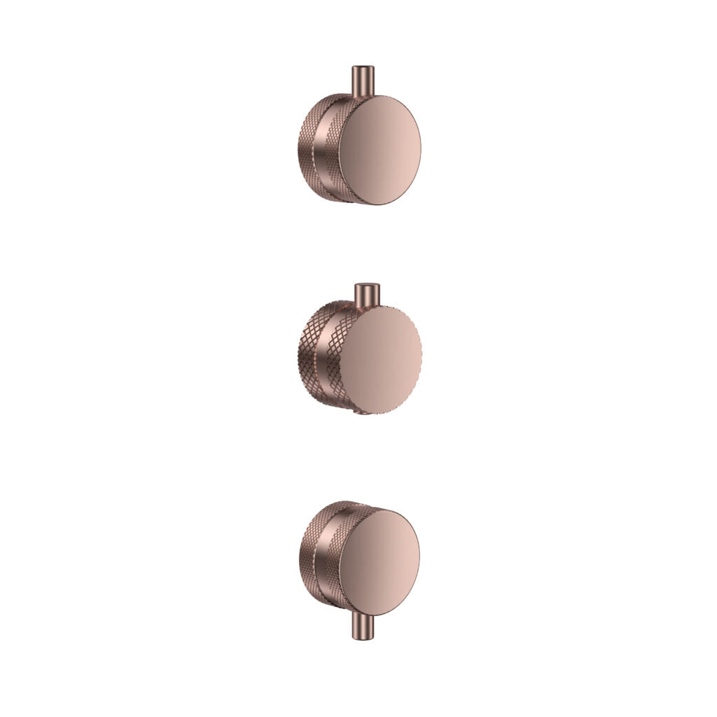 Concealed Knurled Handle 3 Pack (1 Thermo 2 Flow) Brushed Bronze