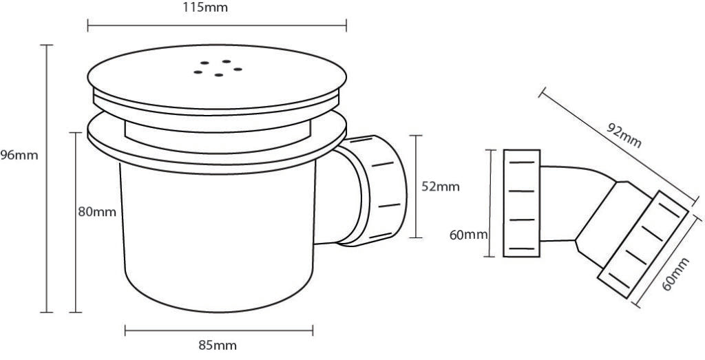 Black 90mm Fast Flow Waste
