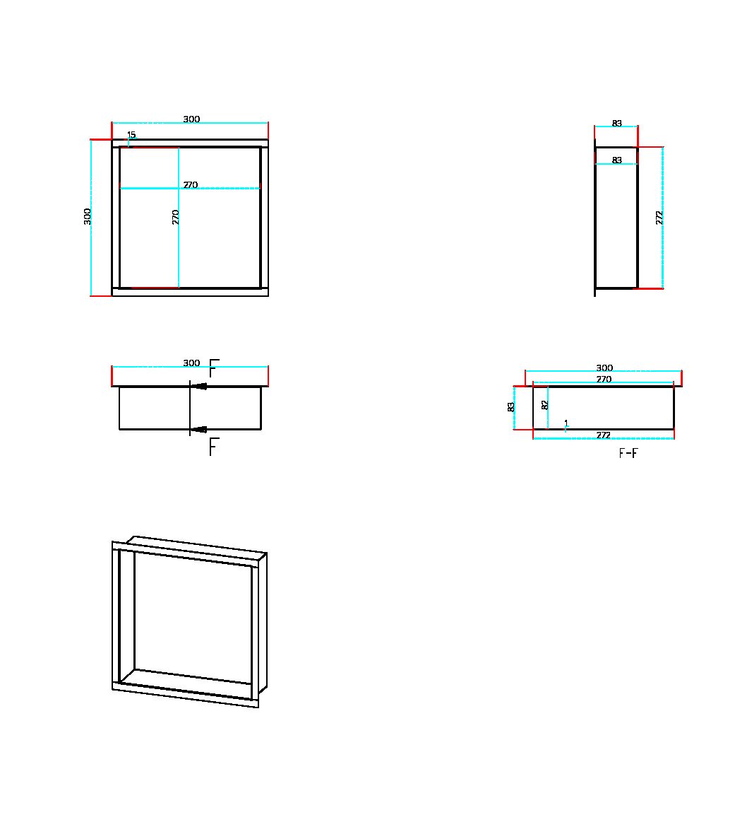 Inset Shower Niche 300x300mm Brushed Brass