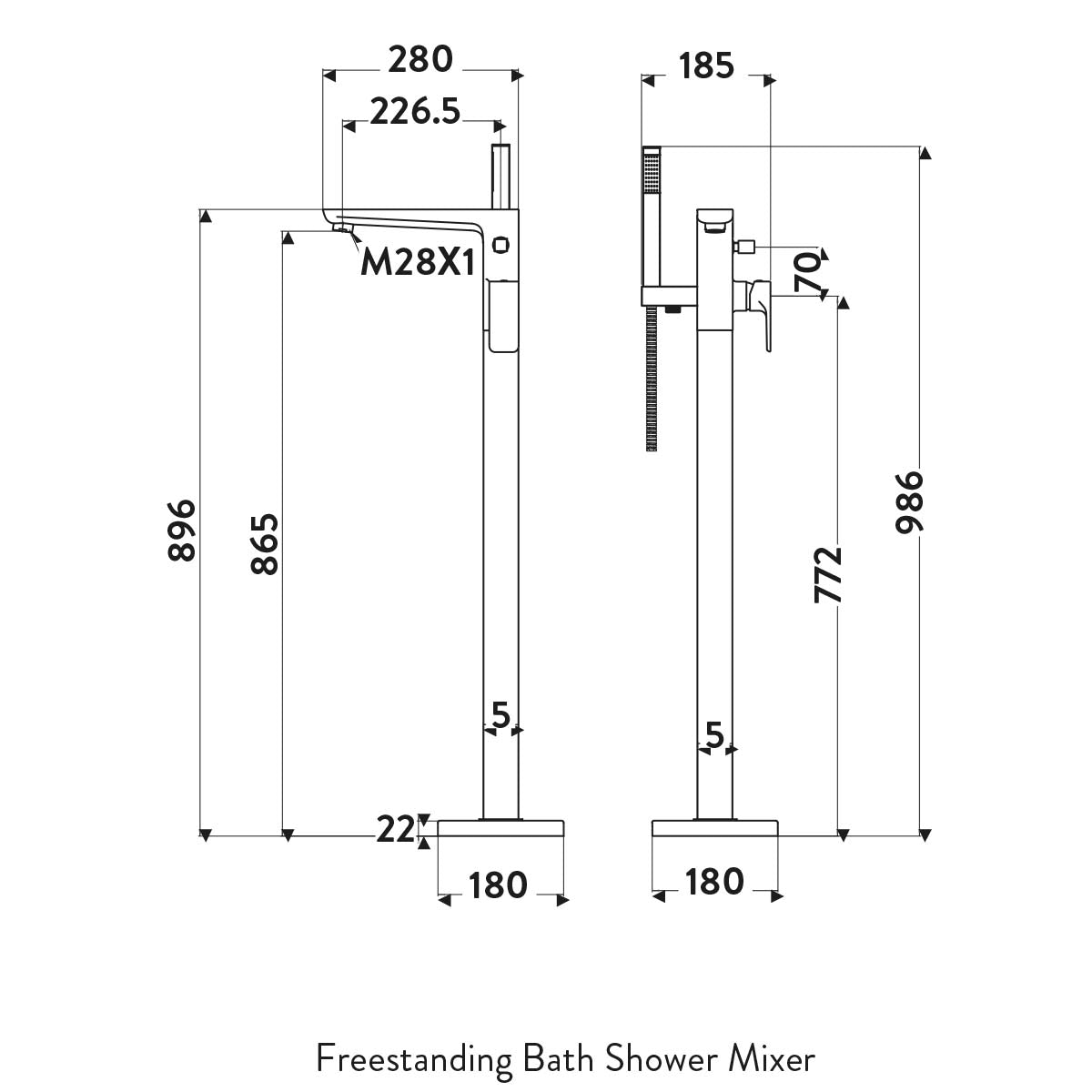 Muro Freestanding Bath Shower Mixer