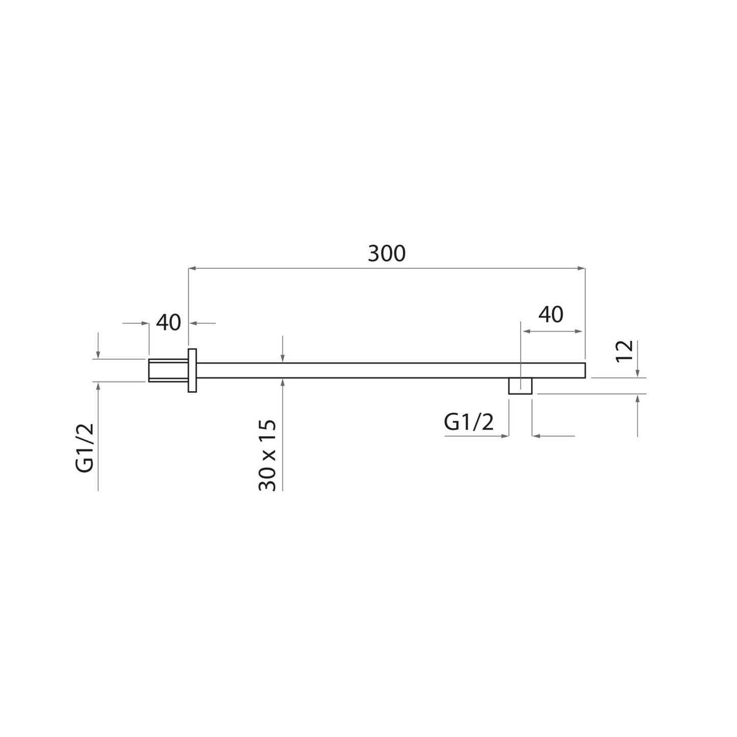 Black Square Shower Wall Arm