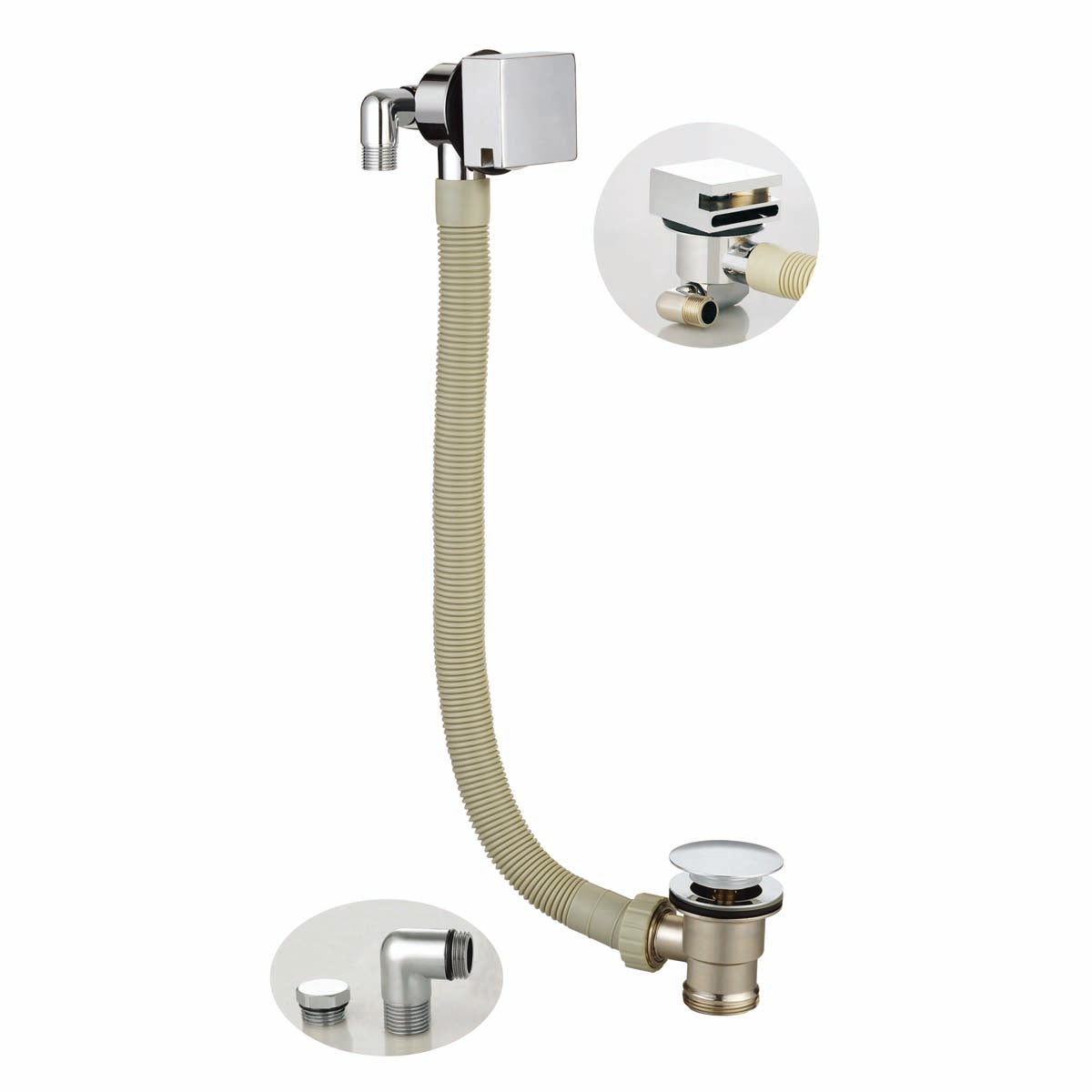 Square Bath Filler with Sprung Waste and Overflow