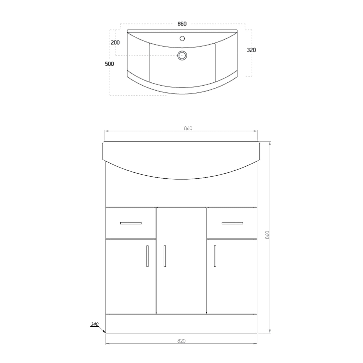 Lanza 850mm Basin Unit