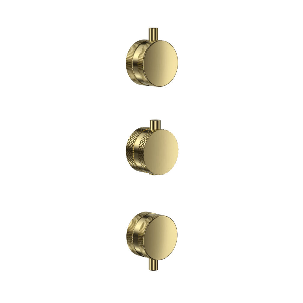 Concealed Plain Handle 3 Pack (1 Thermo 2 Flow) Brushed Brass