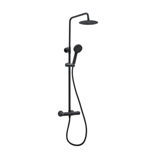 BLACK ROUND RIGID RISER SHOWER
