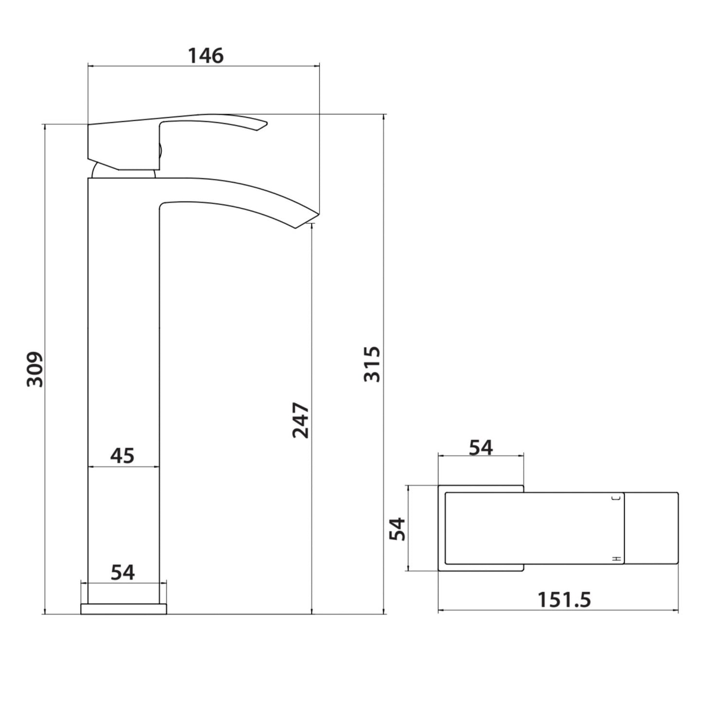Descent Tall Mono Basin Mixer